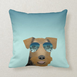 Coussin Airedale Terrier lunettes de soleil chien tropical