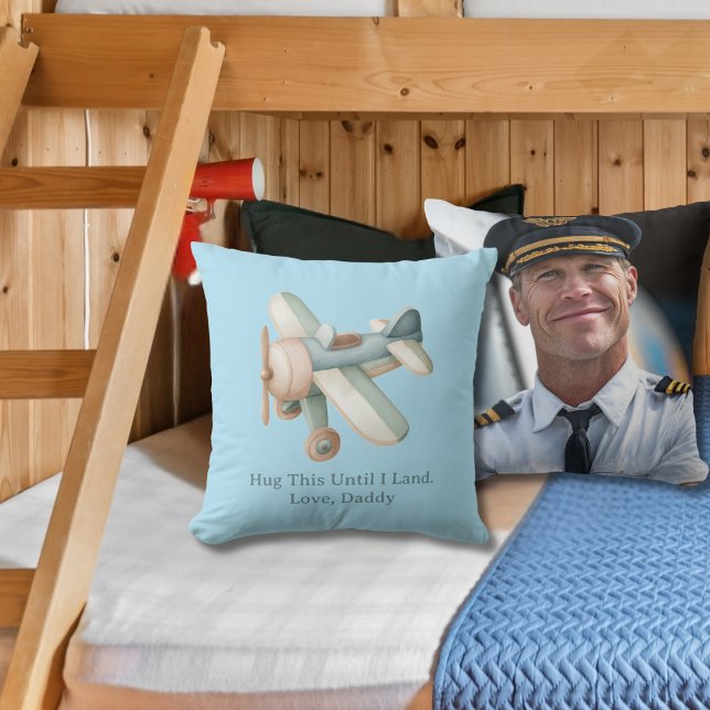 Coussin Airplane Photo "Hug This Until I Land" Baby Boy (Créateur téléchargé)