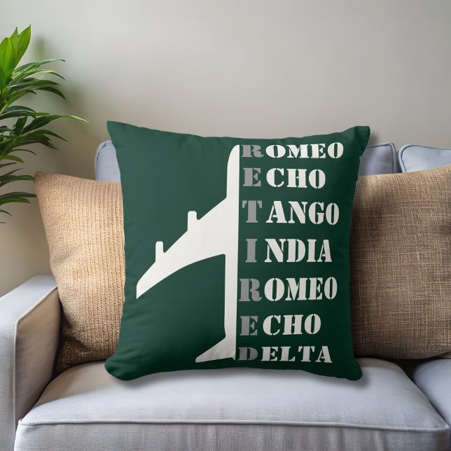 Coussin Airplane Retired Nato Phonetic Alphabet Aviation (Créateur téléchargé)