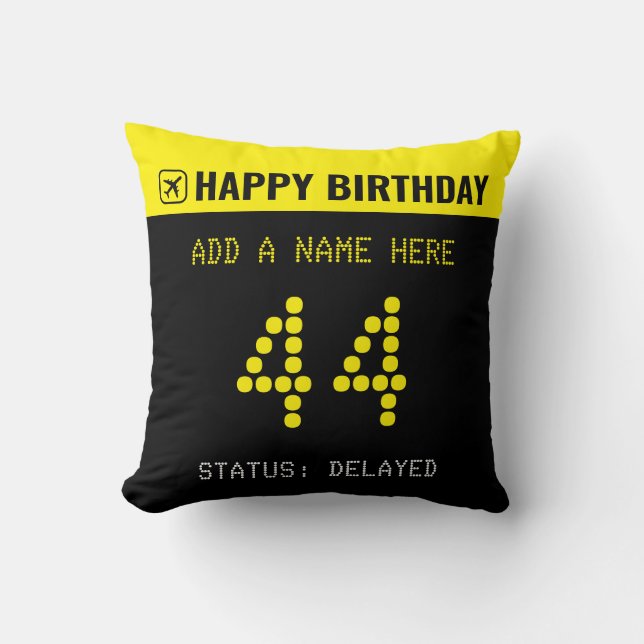 Coussin Airport Flight Board Birthday Throw Pillow (Recto)