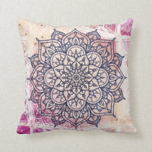 Coussin Airy Mandala Happy Pink Purple Yellow