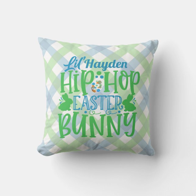 Coussin AJOUT PERSONNALISÉ NOM Lil Hip hop Lapin de Pâques (Recto)
