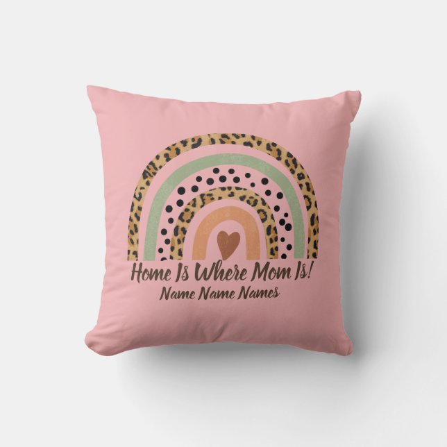 Coussin Ajouter des noms Accueil Où Maman Leopard Rainbow  (Recto)