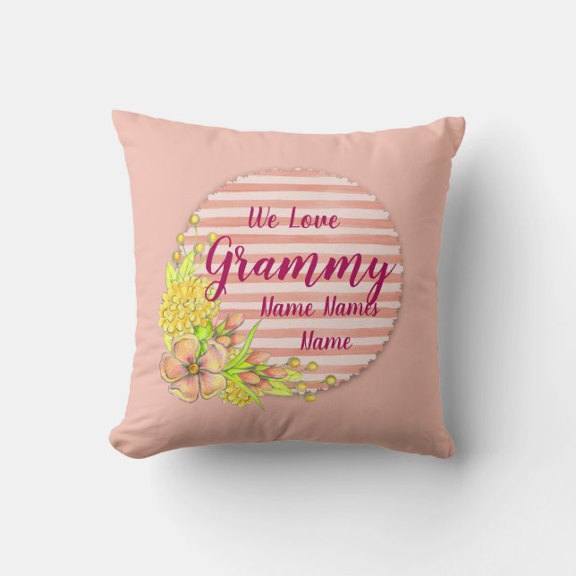 Coussin Ajouter des noms Changer Grammy We Love Grand-mère (Recto)