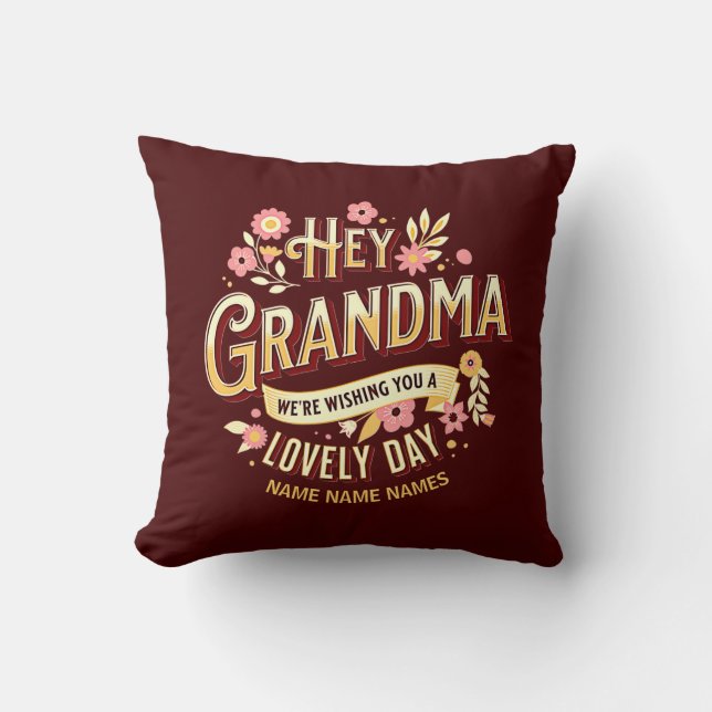 Coussin Ajouter des noms Grand-mère Nous vous souhaitons u (Recto)