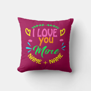 Coussin Ajouter des noms Valentines Jour Je t'aime Plus de