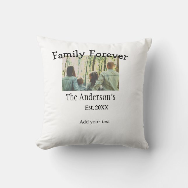 Coussin Ajouter le nom de famille photo année rustique vin (Recto)