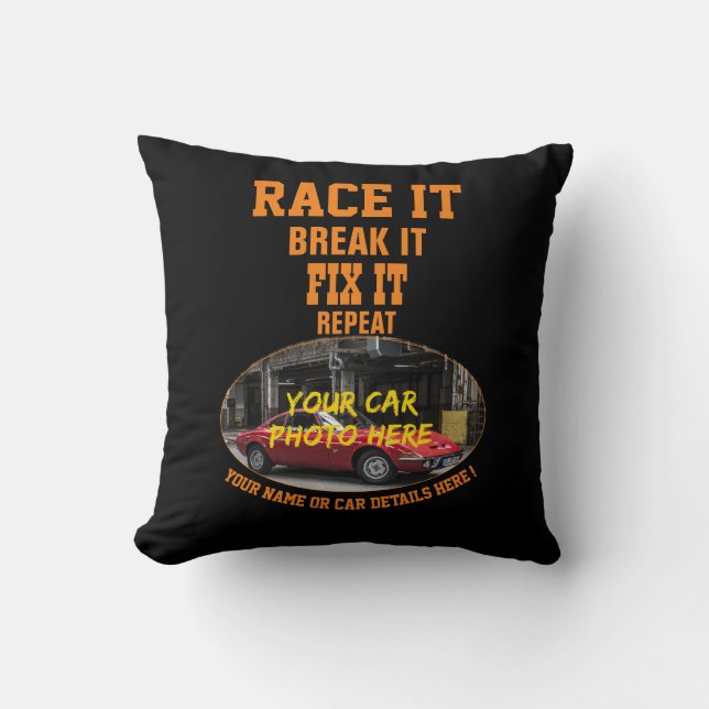 Coussin Ajouter Le Nom Son Texte De Photo De Voiture, Race (Recto)