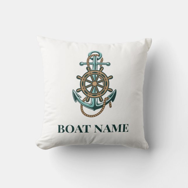 Coussin Ajouter Nom du bateau Ancres nautiques Voile (Recto)