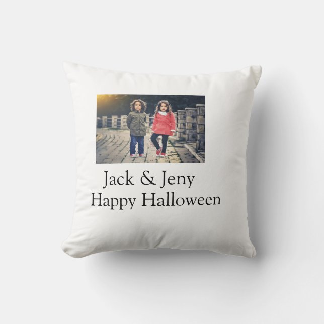 Coussin ajouter nom photo texte Halloween enfant fille gar (Recto)