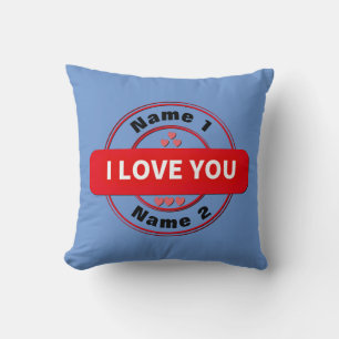 Coussin Ajouter Nom Valentines Jour Je t'aime Bannière Rou