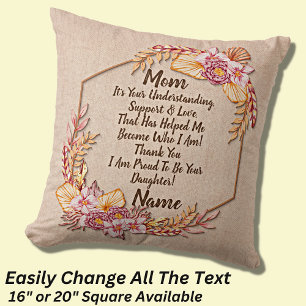 Coussin Ajouter un nom Changer le texte Merci Maman Fête d