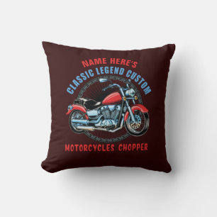 Coussin Ajouter un nom Classic Custom Red Motorcycle Chopp