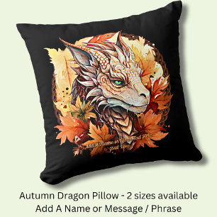 Coussin Ajouter un nom ou un texte, Dragon avec feuilles d