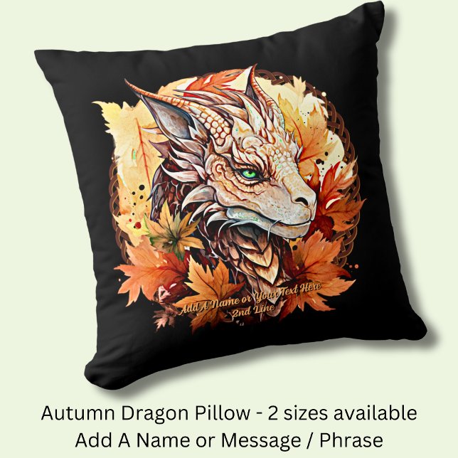 Coussin Ajouter un nom ou un texte, Dragon avec feuilles d (Créateur téléchargé)