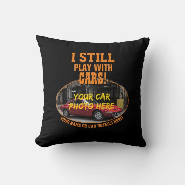 Coussin Ajouter Un Nom, Sa Photo De Voiture, Texte, Je Jou (Recto)