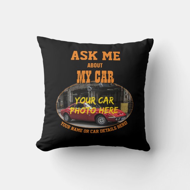 Coussin Ajouter Un Nom, Sa Photo De Voiture, Texte, Me Dem (Recto)
