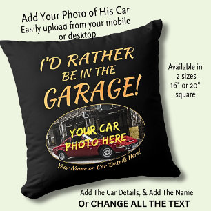 Coussin Ajouter un nom, sa photo de voiture, texte, Plutôt