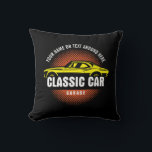 Coussin Ajouter un nom Texte Jaune voiture classique<br><div class="desc">Ajoutez le nom et d'autres textes à cette grande conception de voiture classique - - Voir cette Boutique pour plus de cadeaux de voiture pour votre passionné de voiture!</div>
