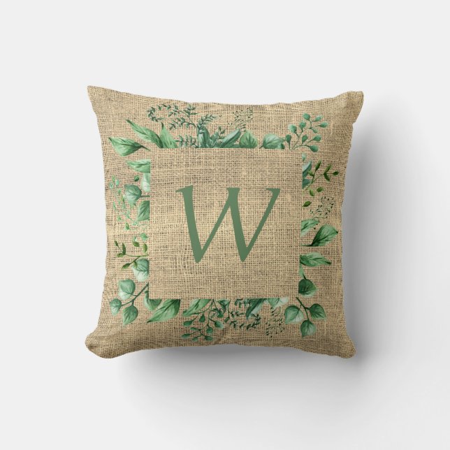 Coussin AJOUTER UNE LETTRE - Bourrage vert monogramme Impr (Recto)