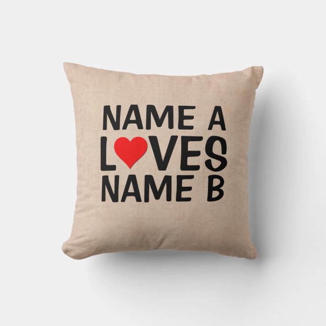 Coussin Ajouter Vos Noms - Nom Aime Nom Du Coeur Café Mu (Recto)