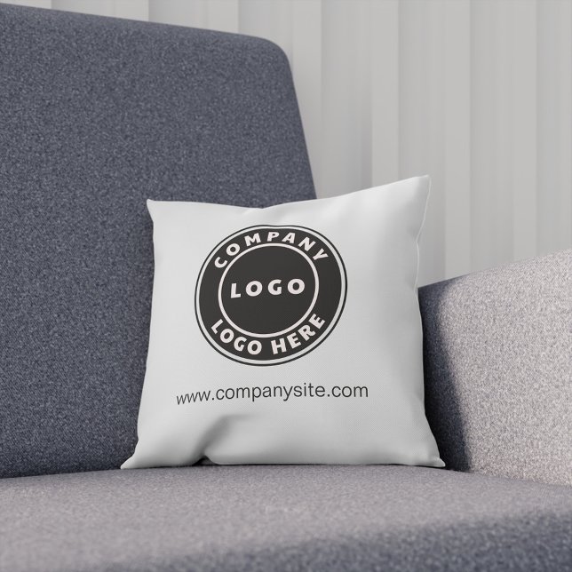 Coussin Ajouter votre logo Entreprise Marque commerciale G (Business Logo Elegant Off White Throw Pillow)