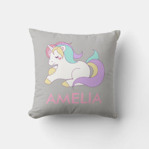 Coussin Ajouter Votre Nom Cute Unicorn Personnalisé
