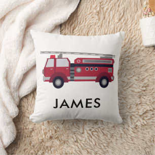 Coussin Ajouter votre nom Red Fire truck Personnalisé