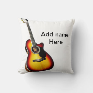 Coussin Ajouter votre nom texte brun acoustique guitare mo