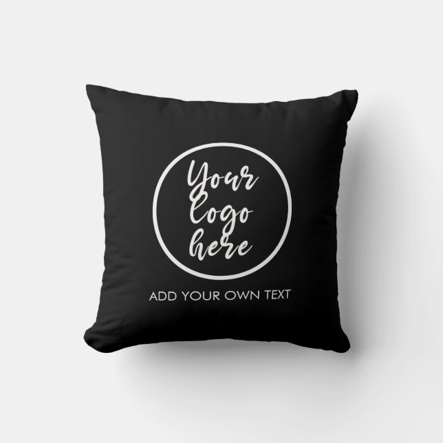 Coussin Ajouter Votre Propre Logo Texte Simple Modern Blac (Recto)
