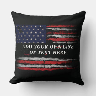 Coussin Ajouter votre propre texte sur grunge American fla