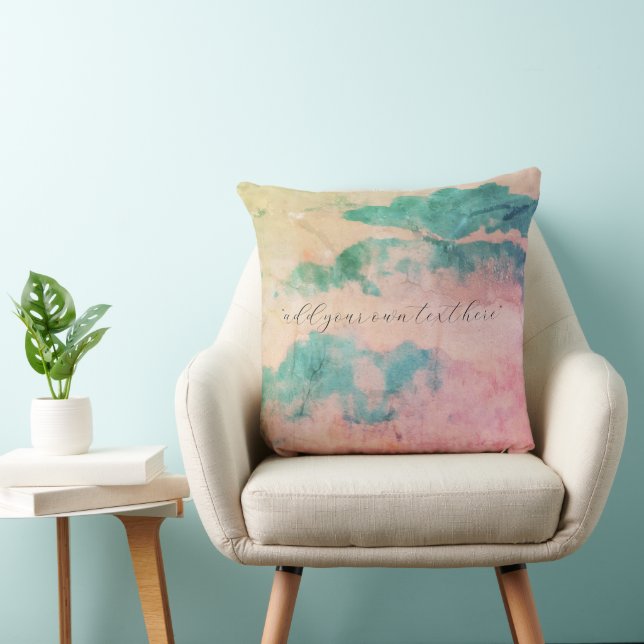 Coussin Ajouter Votre Texte Grunge Aquarelle Paysage (Chaise)