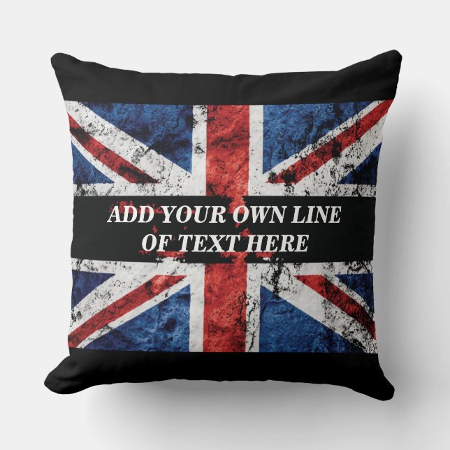 Coussin Ajouter votre texte sur le drapeau anglais (Recto)