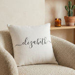 Coussin Ajoutez votre blanc | simple nommé d'écriture<br><div class="desc">Coussin minimaliste avec le nom dans la calligraphie moderne. Vous pouvez éditer les couleurs.</div>
