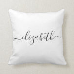Coussin Ajoutez votre blanc | simple nommé d'écriture<br><div class="desc">Coussin minimaliste avec le nom dans la calligraphie moderne. Vous pouvez éditer les couleurs.</div>
