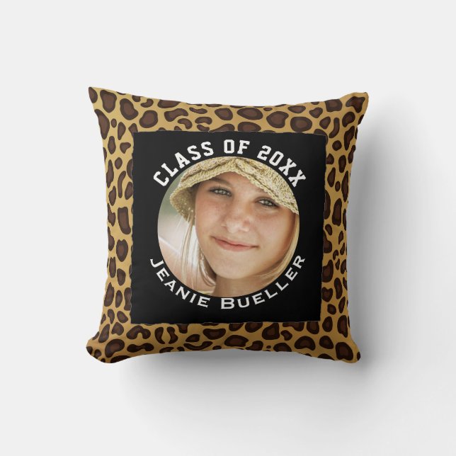 Coussin Ajoutez votre empreinte de léopard du souvenir | (Recto)