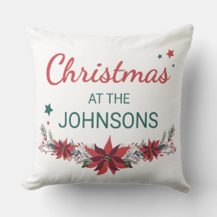 Coussin Ajoutez Votre Nom de Famille Noël Moderne
