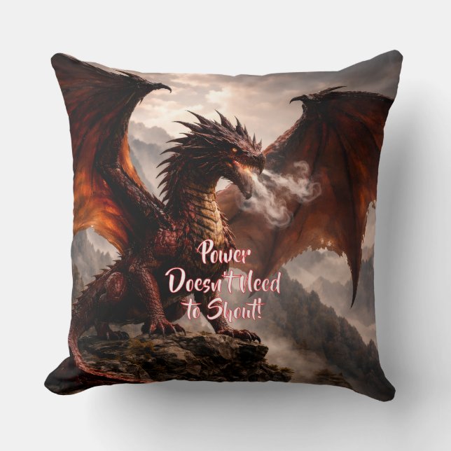 Coussin Ajoutez votre texte - Dragon de feu à ailes rouges (Recto)