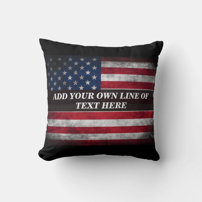 Coussin Ajoutez votre texte sur le drapeau américain  (Recto)
