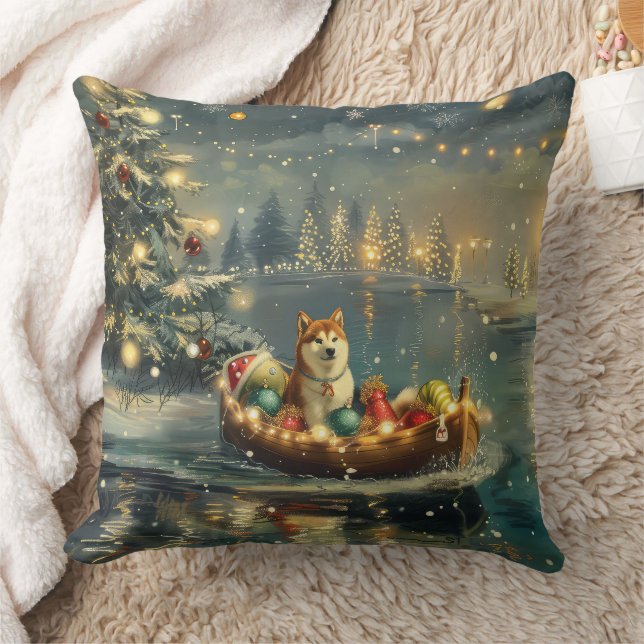 Coussin Akita Christmas Festive Voyage (Couverture)