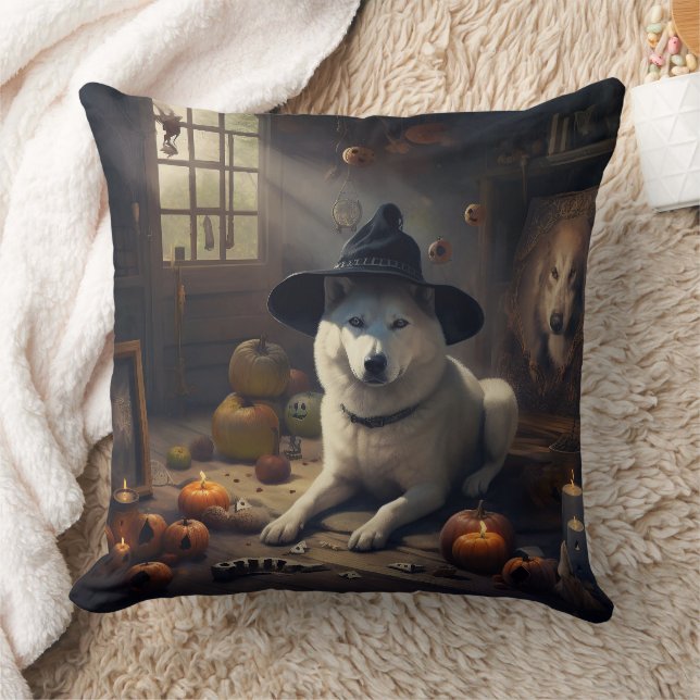 Coussin Akita Citrouilles Halloween effroi (Couverture)