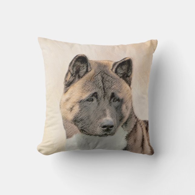 Coussin Akita Peinture - Cute Original Chien Art (Recto)