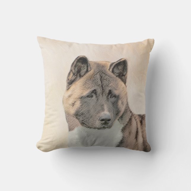 Coussin Akita Peinture - Cute Original Chien Art (Recto)