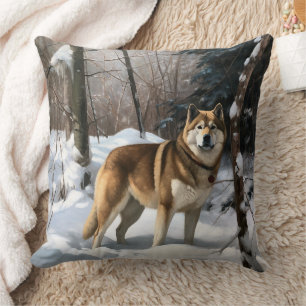Coussin Akita Qu'il neige Noël