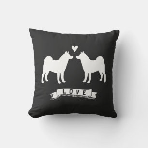 Coussin Akitas Amour - Silhouettes de chien avec cœur