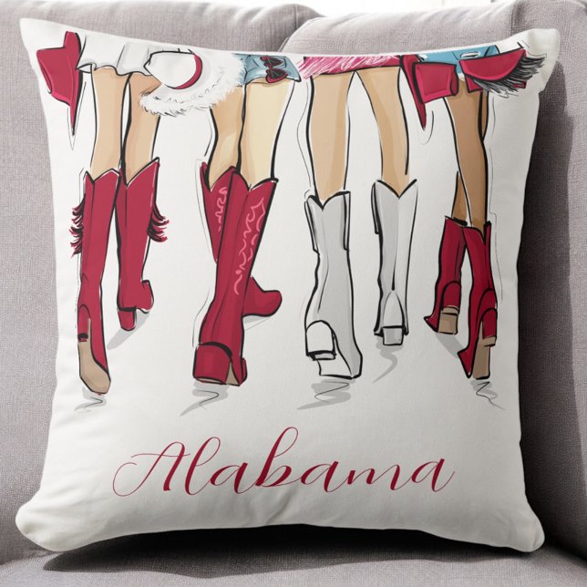 Coussin Alabama Game Day Cowgirl Fashion Illustration  (Créateur téléchargé)