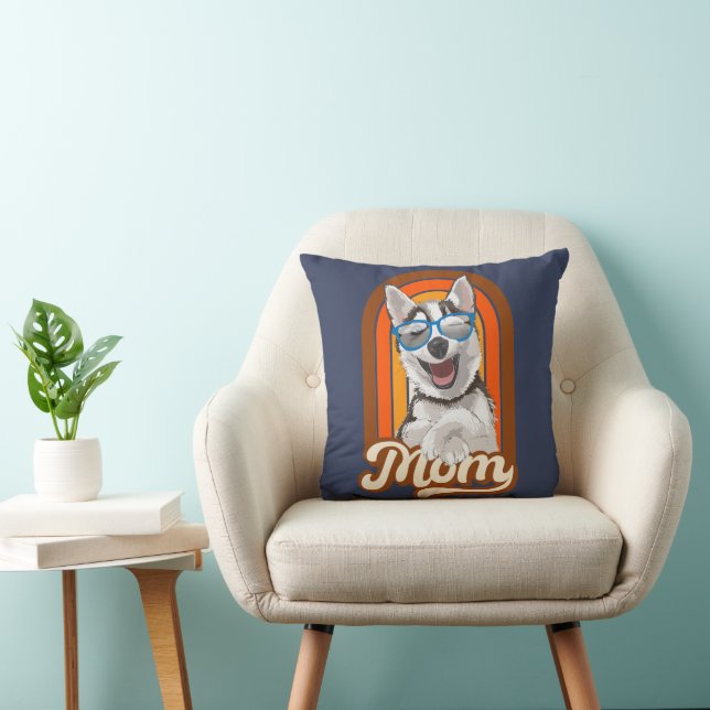Coussin Alaskan husky maman, siberian husky maman (Chaise)