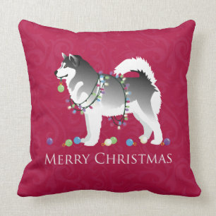 Coussin Alaskien Malamute Chien Joyeux Noël Design