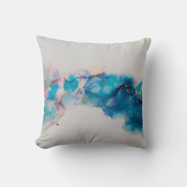 Coussin Alcool Enk Art. Peinture Abstraite. Alcool Ink ba (Recto)