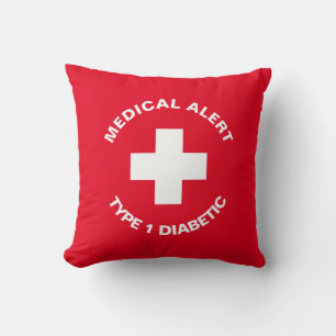 Coussin Alerte Médicale personnalisée rouge diabétique